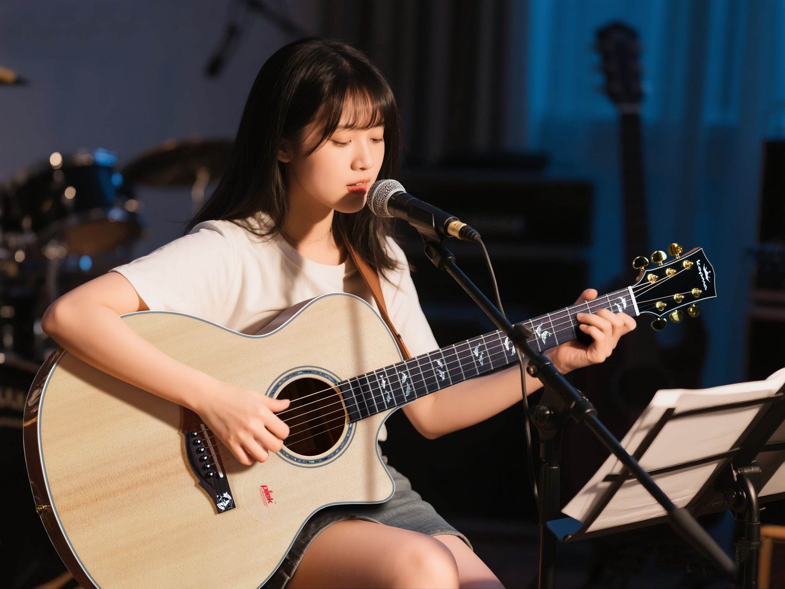 舞台弹唱中的原声吉他选手